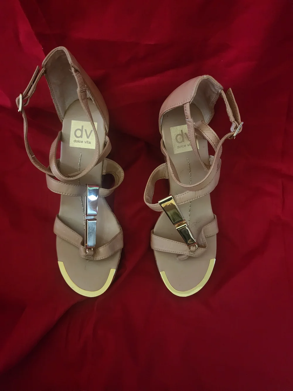 DV Dolce Vita Beige Cork Wedge Sandals - Women